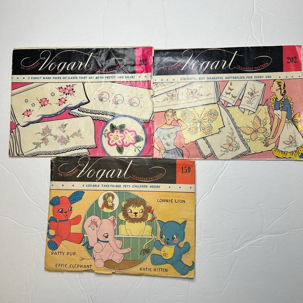 Vintage Vogart Transfer Patterns #159,‎ #292, #202